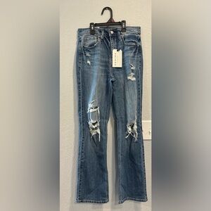 eunina Women's Distressed Boyfriend Jeans in Blue